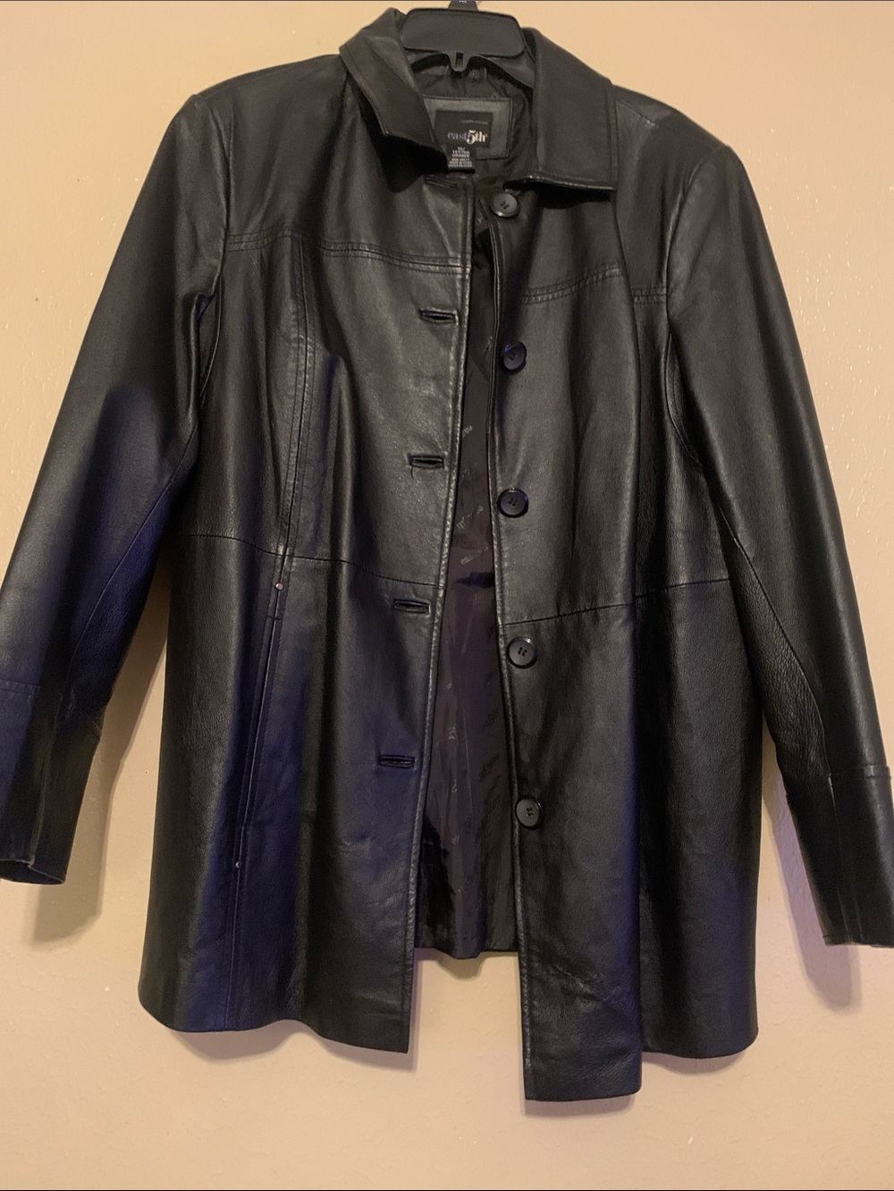 Vtg East5th Women’s Black 100% Leather Button-Up Jacket (1X)